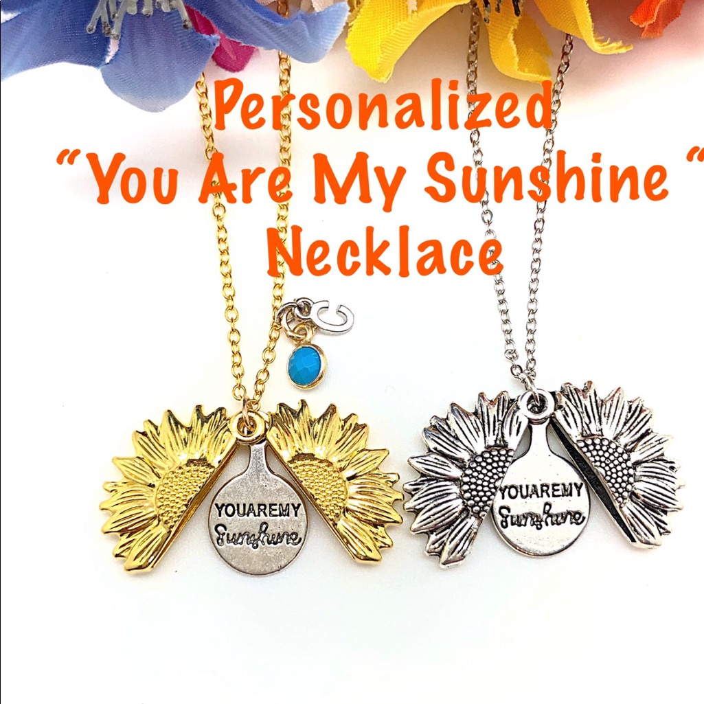 You Are My Sunshine Sunflower Necklace Gold Silver